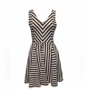 Anthropologie Saturday Sunday Black and Ivory Striped Dress with Pockets